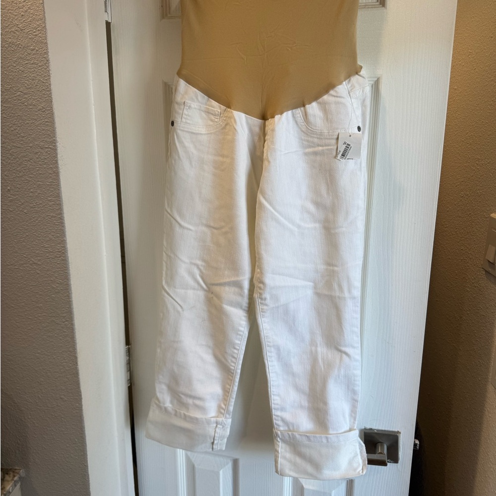 4/$15 Maternity XS Motherhood Maternity White Cropped Jeans NWT